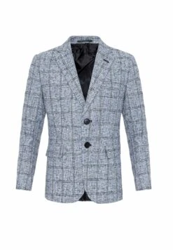 Slim Fit Met Streepdessin - Americana - Grey Melange