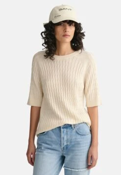Gant Cable Ss C-Neck - Jersey De Punto - Cream