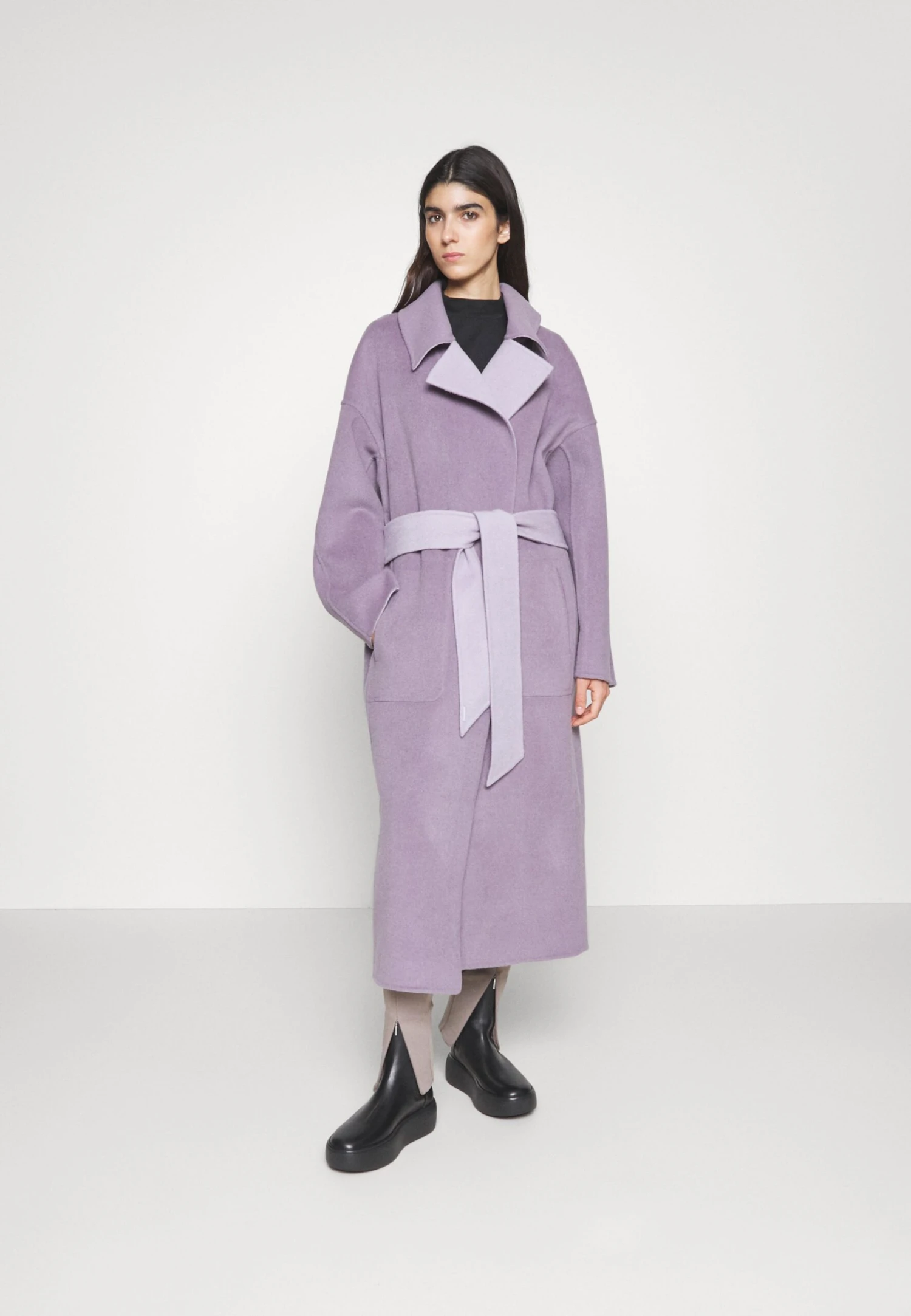 Calvin Klein Df Wool Reversible Wrap Coat - Abrigo Clásico - Lilac Dusk / Purple Calla