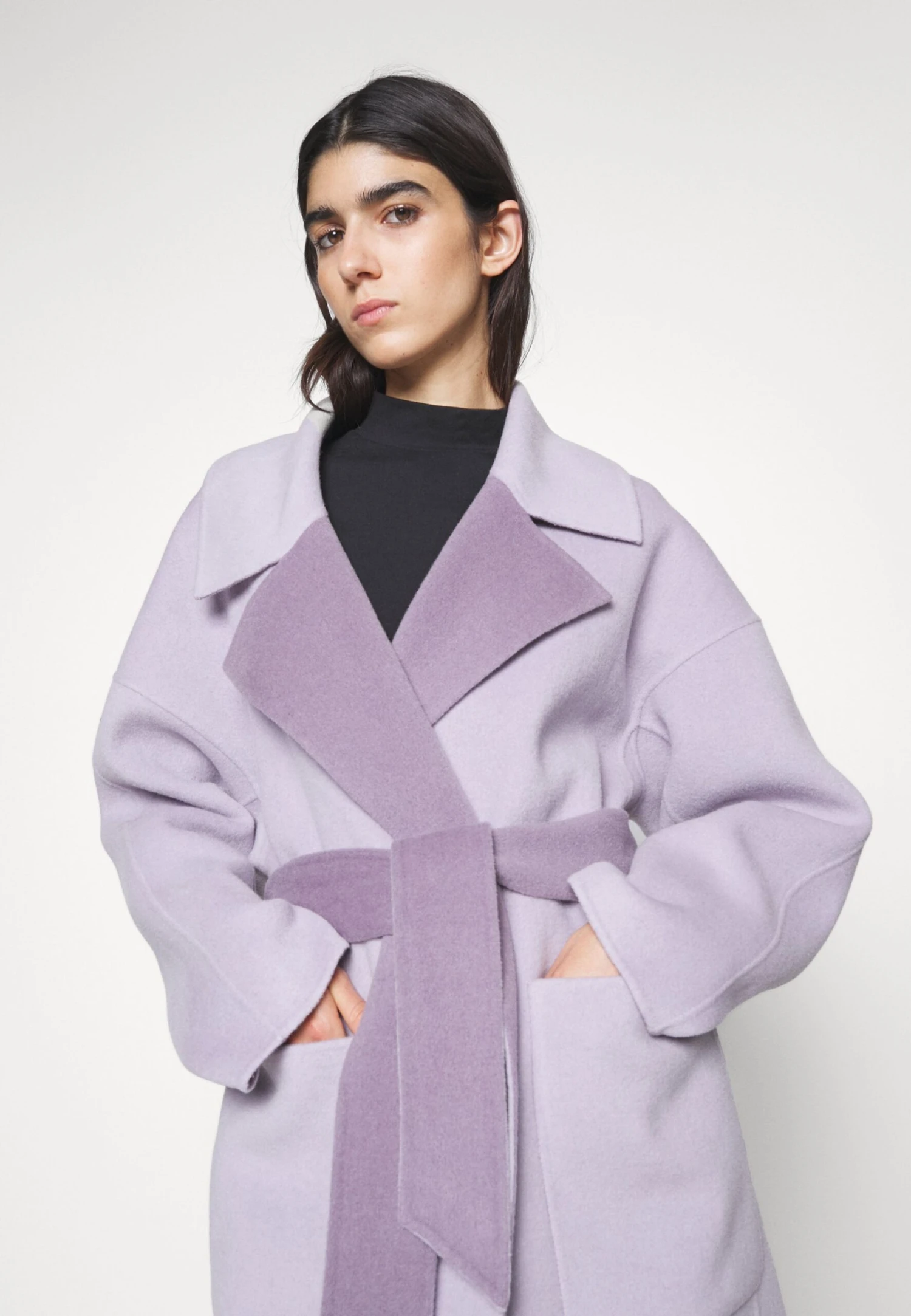 Calvin Klein Df Wool Reversible Wrap Coat - Abrigo Clásico - Lilac Dusk / Purple Calla - Imagen 5