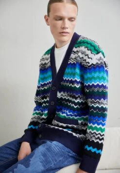 Missoni Cardigan - Chaqueta De Punto - Blue Azure/Black/Green/White