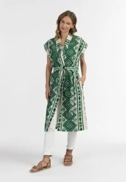 IZIA Abrigo Corto - Grün Wollweiss Stickerei