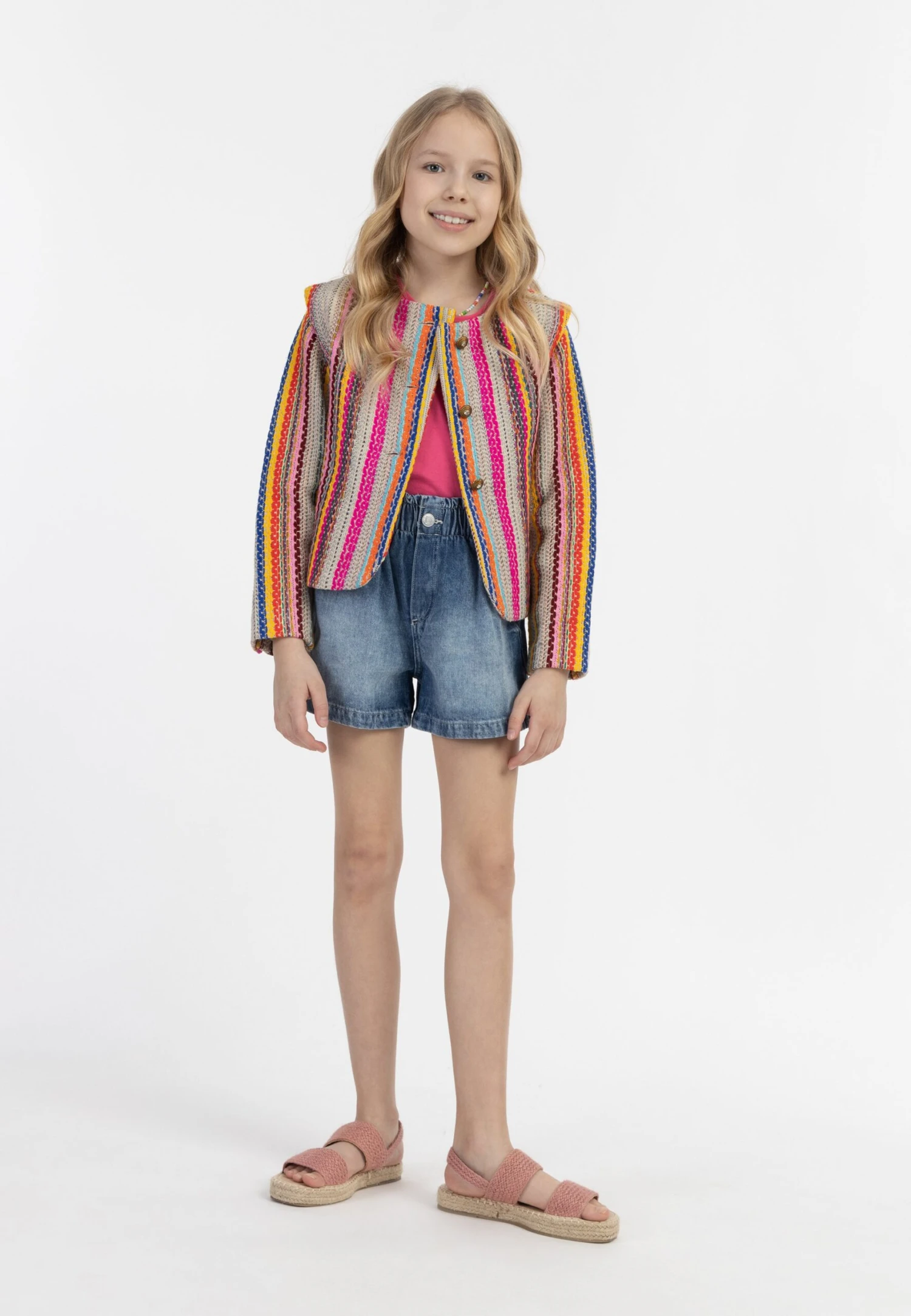 IZIA Ethno - Chaqueta De Punto - Mehrfarbige/Pinke Streifen