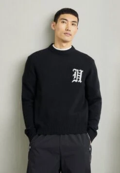 Han Kjøbenhavn Intarsia Logo Crewneck - Jersey De Punto - Black