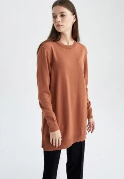 DeFacto Regular Fit Long Sleeved- Jersey De Punto - Brown