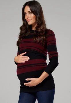 Happy Mama Long Sleeves - Jersey De Punto - Black/Crimson