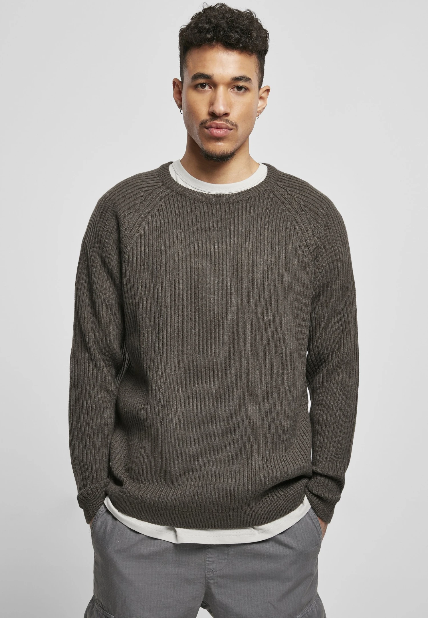 URBAN CLASSICS Ribbed Raglan Sweater - Jersey De Punto - Blackbird