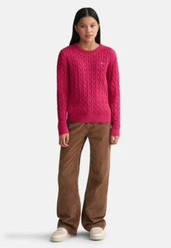 Gant Shield Cable C Neck - Jersey De Punto - Deep Fuchsia