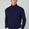 Hackett London Cable Roll Neck - Jersey De Punto - Navy