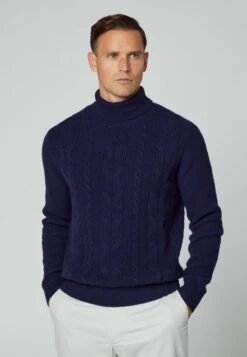 Hackett London Cable Roll Neck - Jersey De Punto - Navy