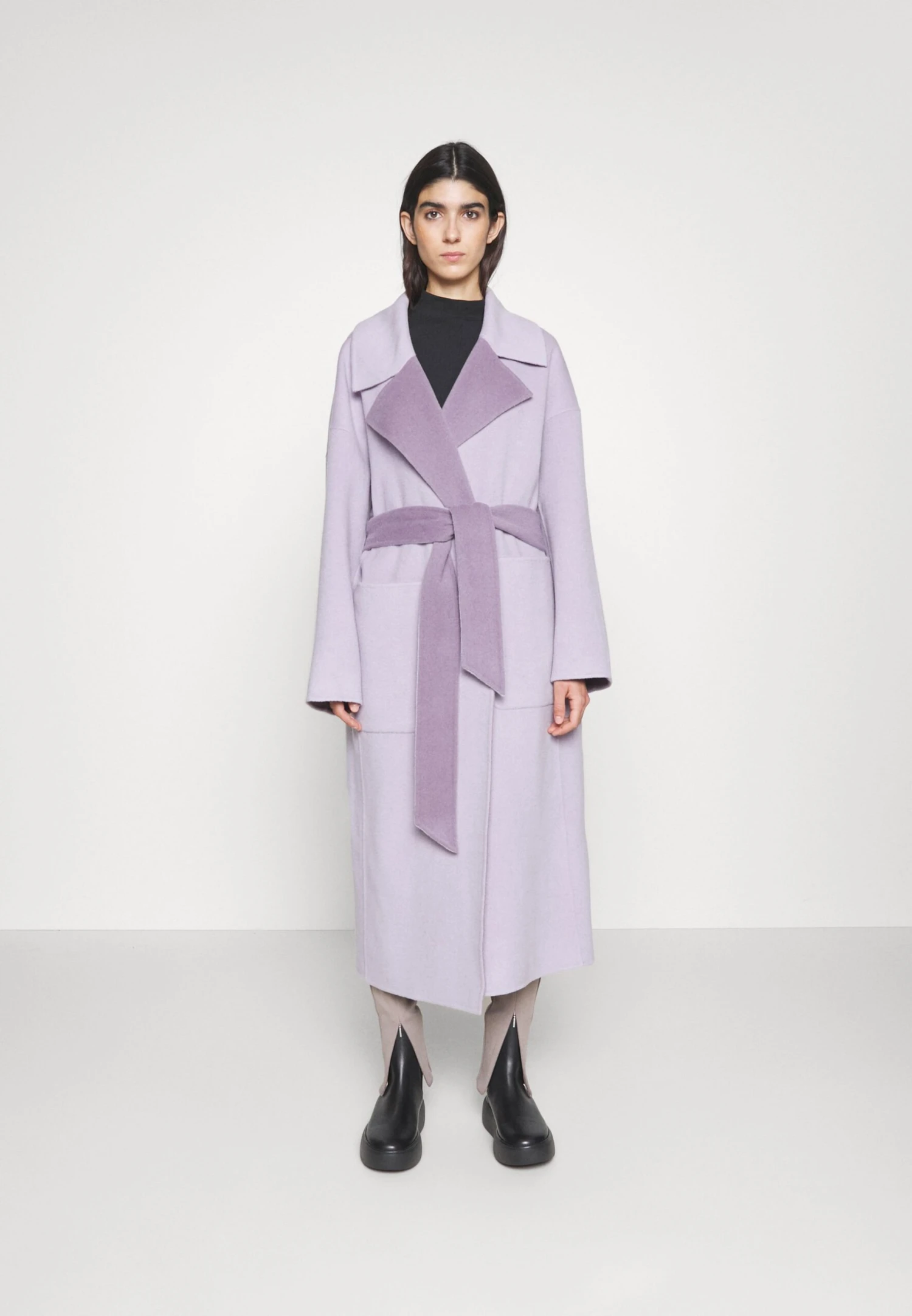 Calvin Klein Df Wool Reversible Wrap Coat - Abrigo Clásico - Lilac Dusk / Purple Calla - Imagen 4