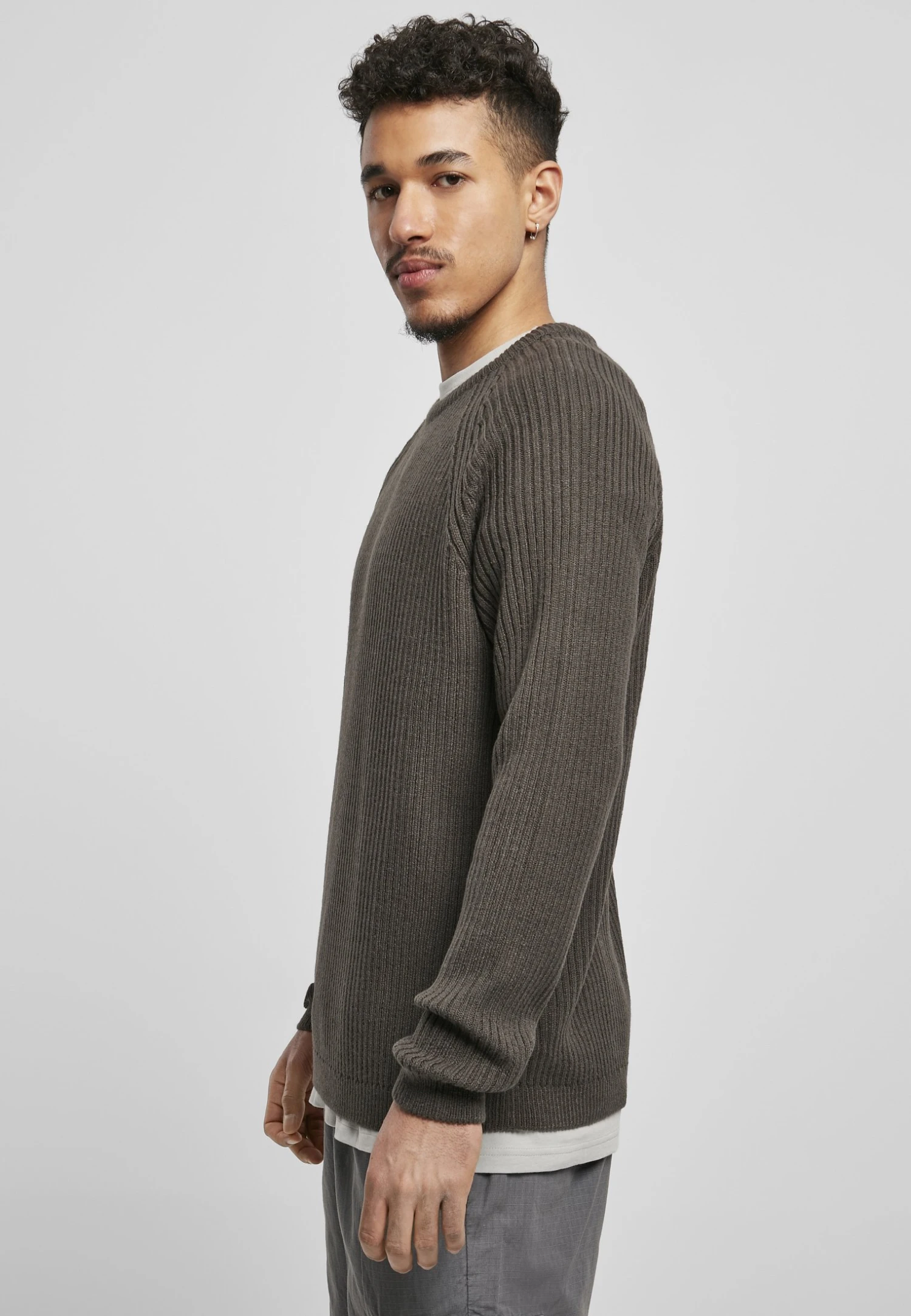 URBAN CLASSICS Ribbed Raglan Sweater - Jersey De Punto - Blackbird - Imagen 5