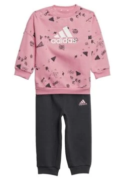 Adidas Sportswear Brand Love Crew Set - Pantalones Deportivos - Bliss Pink Black Carbon
