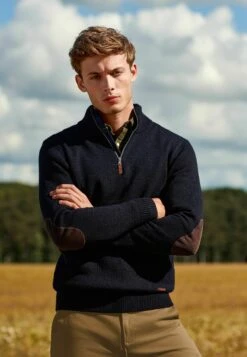 Next Elbow Patch Zip NeckStandard - Jersey De Punto - Blue