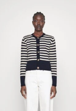 Cardigan Noelie - Chaqueta De Punto - White And Navy Blue Stripes