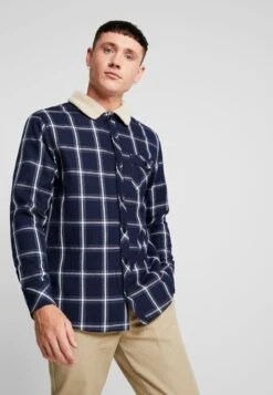 URBAN CLASSICS Sherpa Lined Shirt Jacket - Chaqueta De Entretiempo - Navy/White