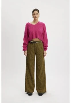 Gestuz Safigz Cropped V-Neck - Jersey De Punto - Pink Peacock