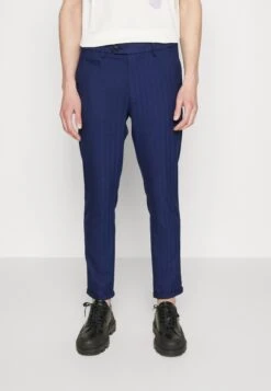 Les Deux Como Herringbone Suit Pants - Pantalones - Dark Navy/High Blue