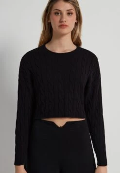 Corto Manica LungaCon Treccia - Jersey De Punto - Black